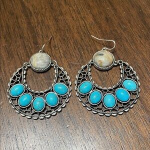 Turquoise and silver earrings